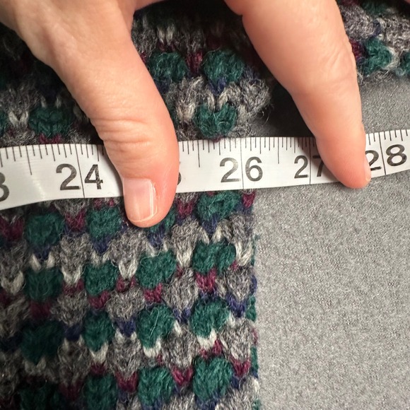 Vtg Eddie Bauer Mens XL 100% Wool Chunk Knit Sweater Green Burgundy Crew Neck - Picture 8 of 14